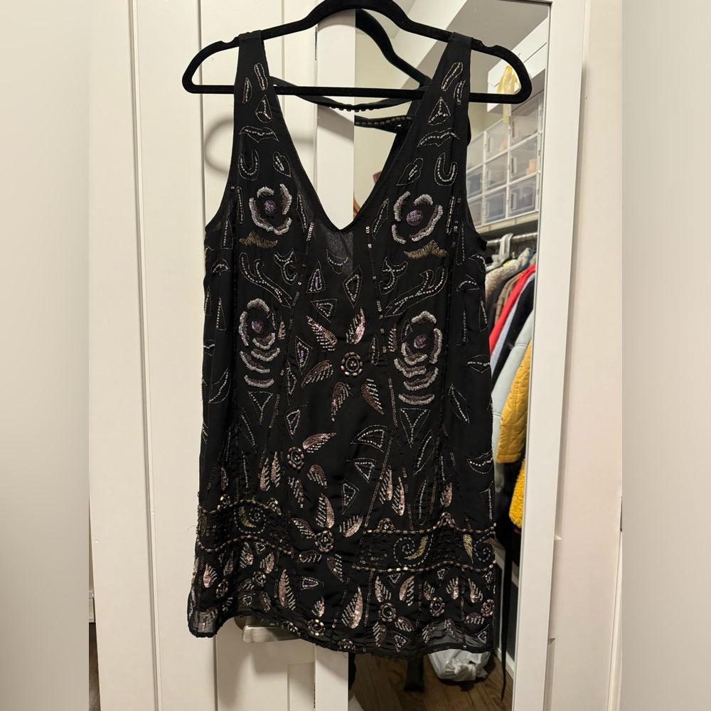 Free People Black Beaded Dress - XS